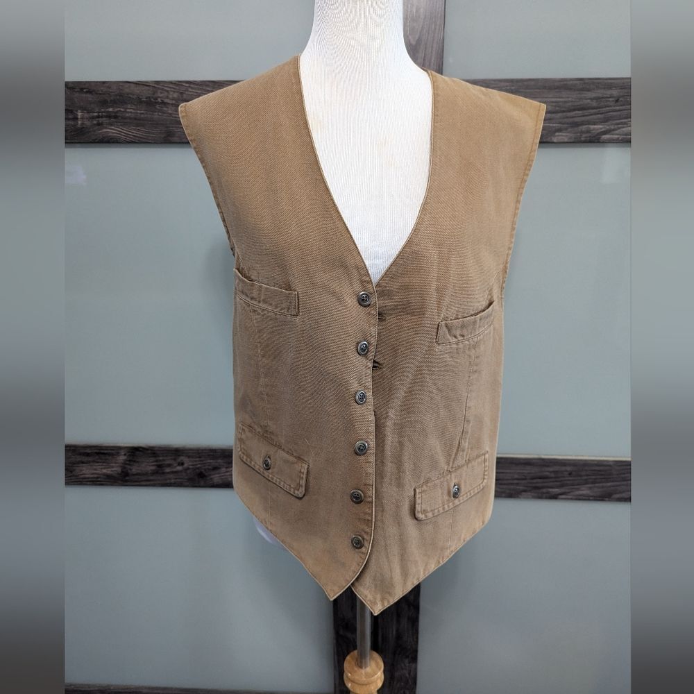 Vintage Ralph Lauren cotton brown button vest